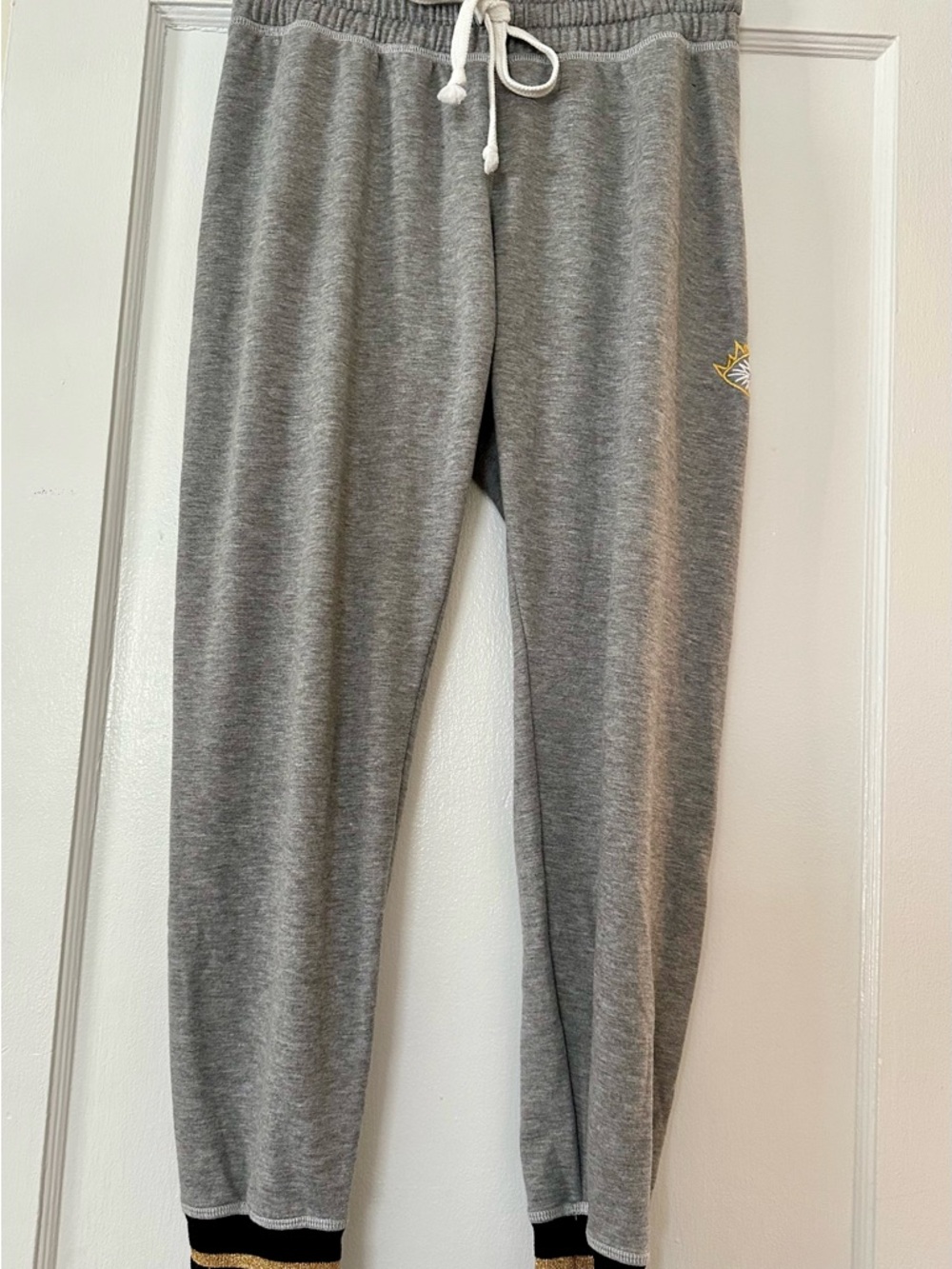 Emily Hsu Designs Gray Sweatpants with Black & Gold Trim